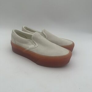 Vans Unisex Suede White Casual Sneakers W/  Gummy Peach Soles Sz W 8.5 M 7